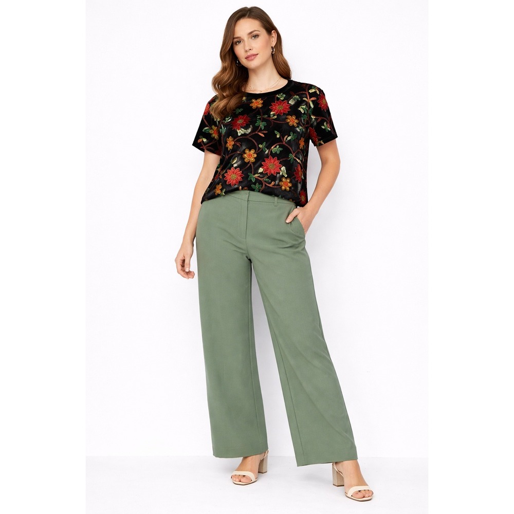 Forever‎ 21 Velvet Floral Embroidered Boho Top Size Large